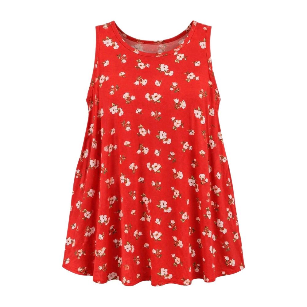 Old Navy Luxe Floral Tank Top Women’s 4X Orange Sleeveless Swing NWT
